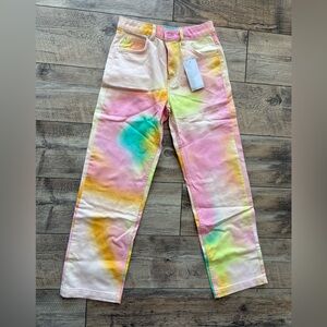 Bershka tie dye straight jeans. US size 6.